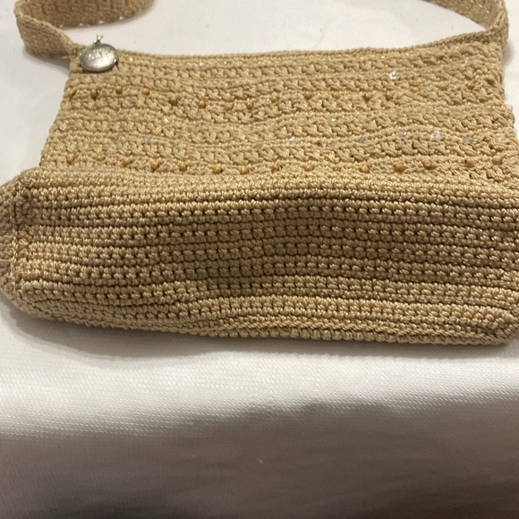 The SAK Beige Crochet Natural color bead and sequin accents crossbody purse - Picture 7 of 11
